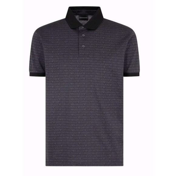 Emporio Armani Men’s Short Sleeve Polo Shirt Navy Blue Brown Size Large 130